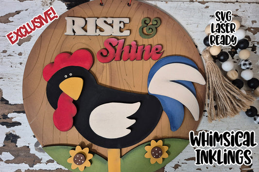 Rise and Shine Rooster Sign Laser SVG | Exclusive