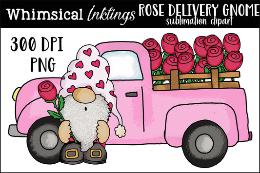 Rose Delivery Gnome Sublimation| valentines Day