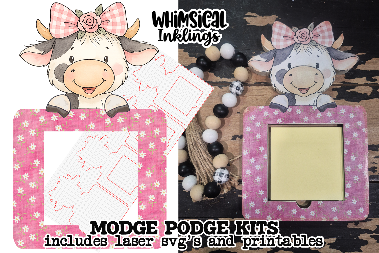 Rosie the Cow Note Holder SVG And Matching printable for Modge Podge ...