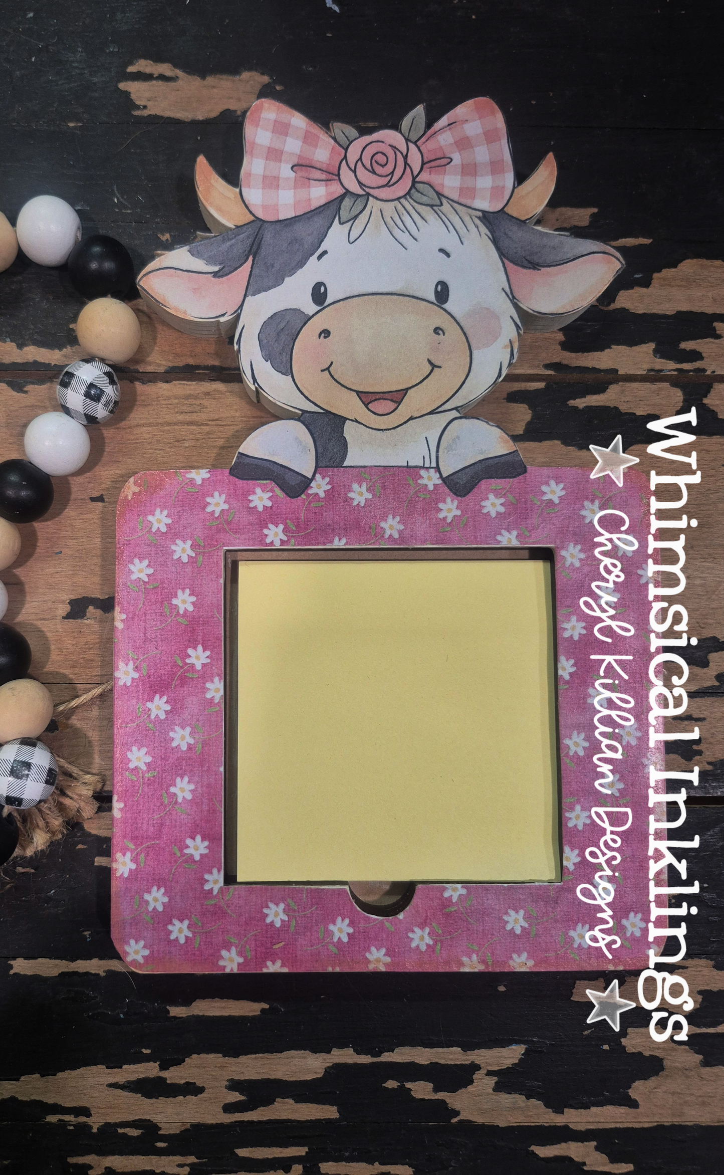 Rosie the Cow Note Holder SVG And Matching printable for Modge Podge| Laser SVG