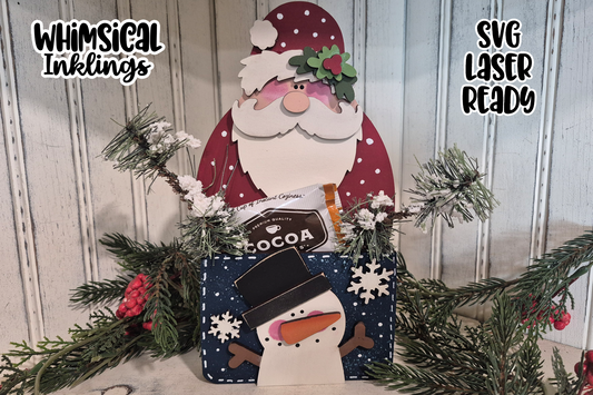 Santa And Snowman Cocoa Box Laser SVG