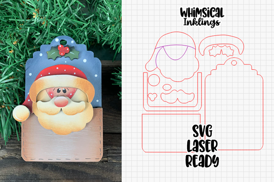Santa Claus Gift Card Holder Ornament Laser SVG