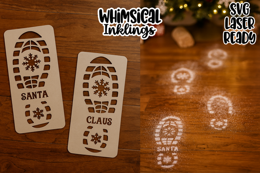 Santa Footprints Stencil Laser SVG