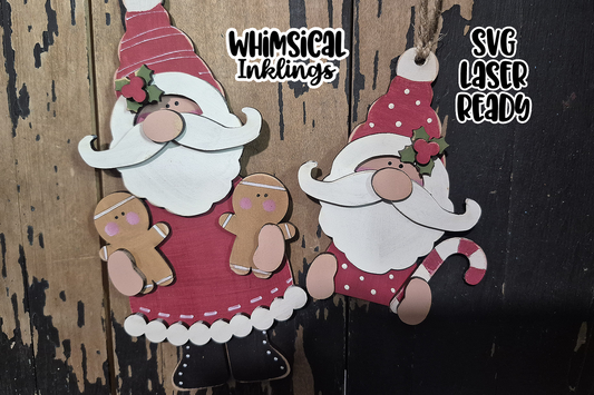 Santa Duo Ornaments Laser SVG