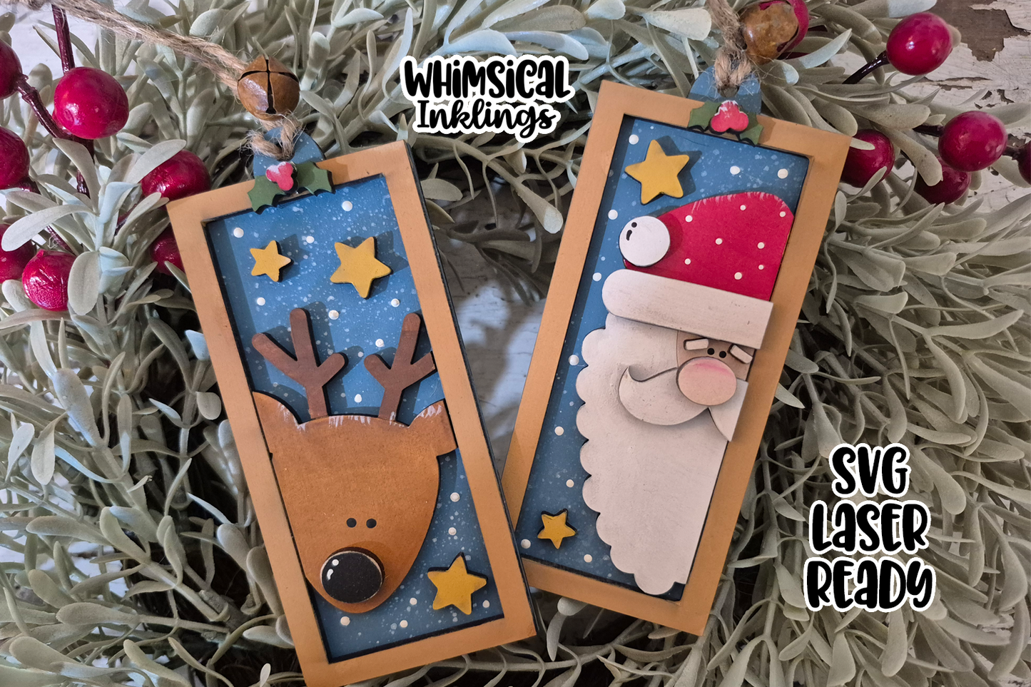 Santa Pals Frame Ornaments Laser SVG