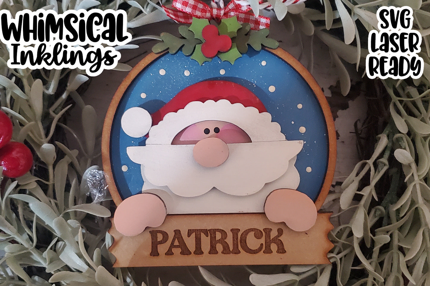 Santa Sign Ornament Laser SVG