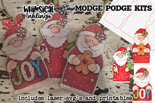 Santa Ornament Trio Laser SVG's and Printables Modge Podge Set| Laser SVG