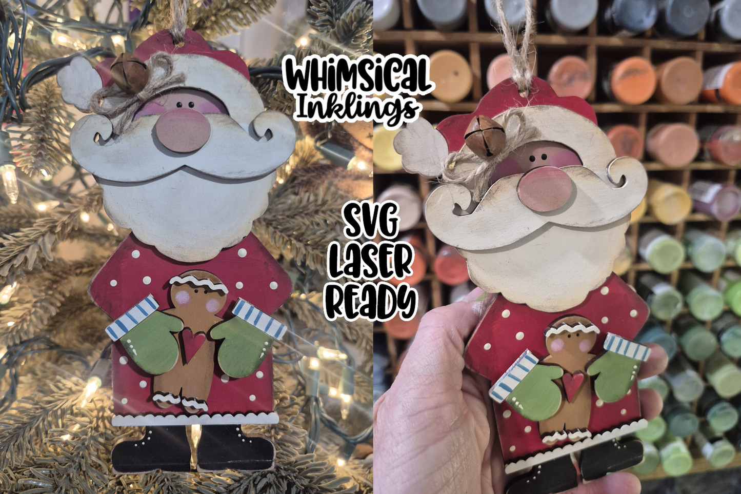 Santy and Ginger Ornament Laser SVG