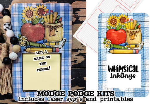 School days Note Holder SVG And Matching Printable Modge Podge Set| Laser SVG