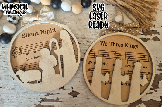 Silent Night Ornaments Laser SVG