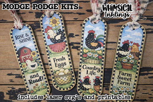 Silly Chickens Bookmarks Laser SVG and Printable Modge Podge Set| Laser SVG