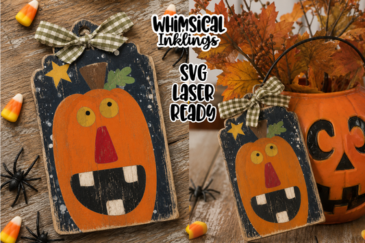 Silly Jacko lantern Tag Laser SVG| Halloween Laser SVG