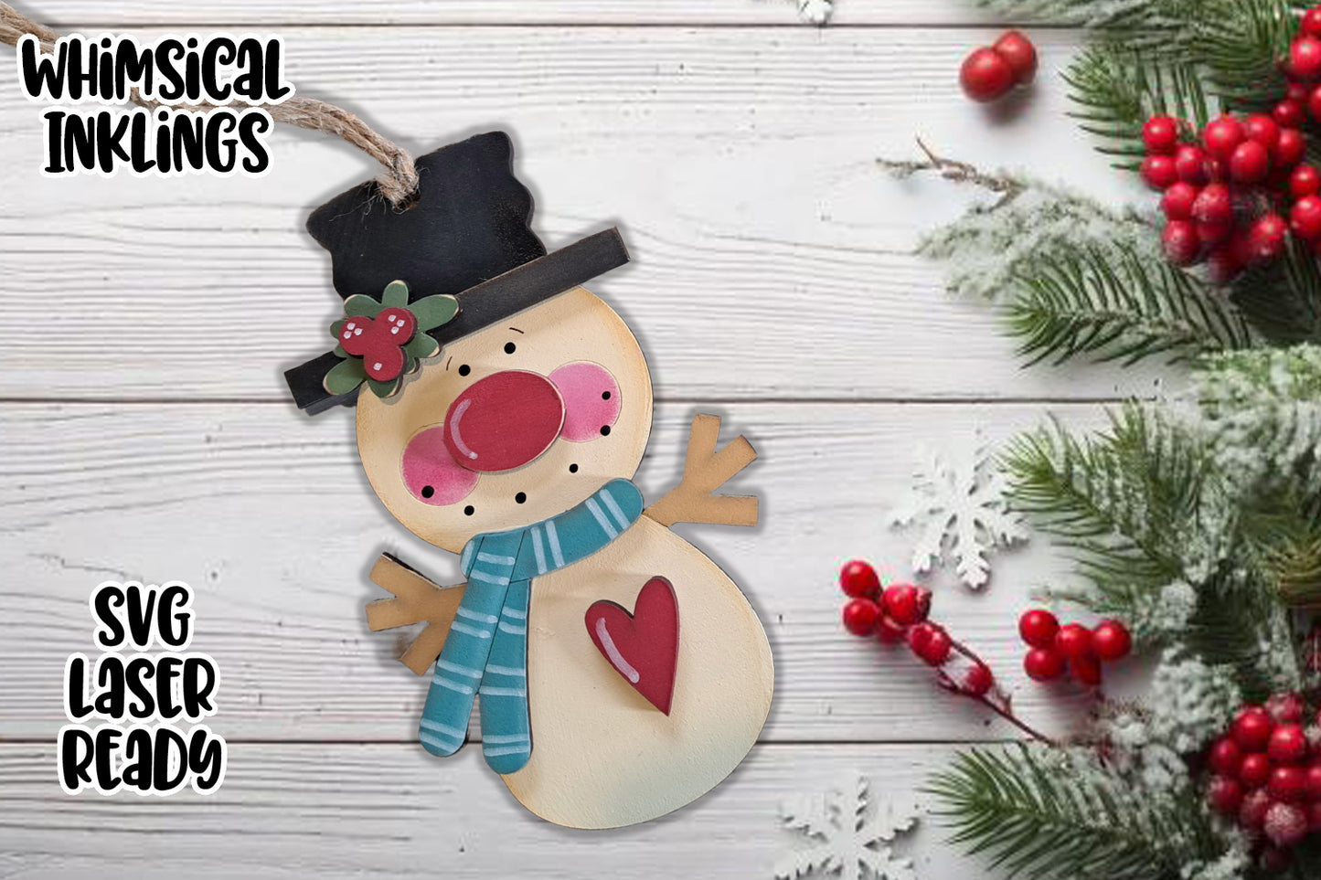 Silly Sam Snowman Ornament Laser SVG