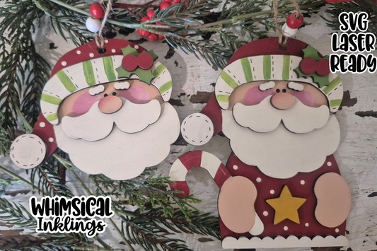 Silly Santa Duo Ornaments Laser SVG