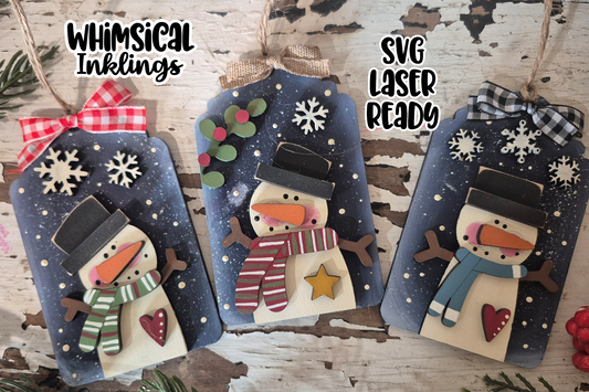 Silly Snowman Trio Ornament Set SVG