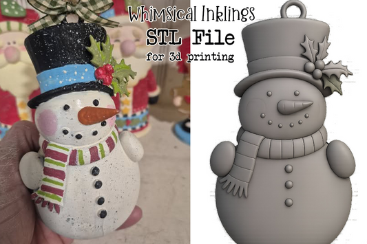 Silly Snowman Ornament STL File For 3D Printing