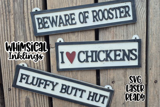 Simple I Love Chickens Signs Laser SVG's