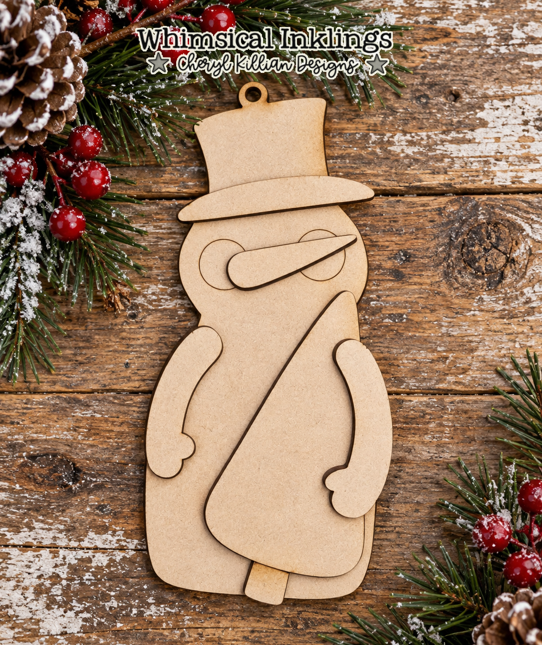 Simple Simon Snowman Ornament Laser SVG| Christmas Laser SVG