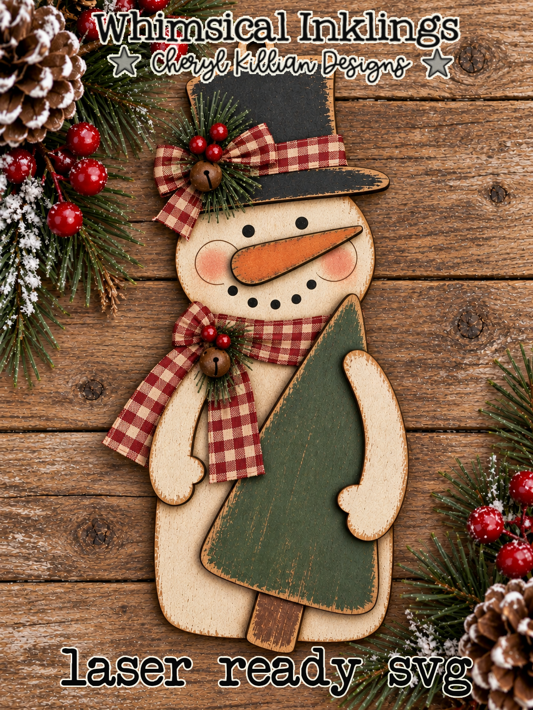 Simple Simon Snowman Ornament Laser SVG| Christmas Laser SVG
