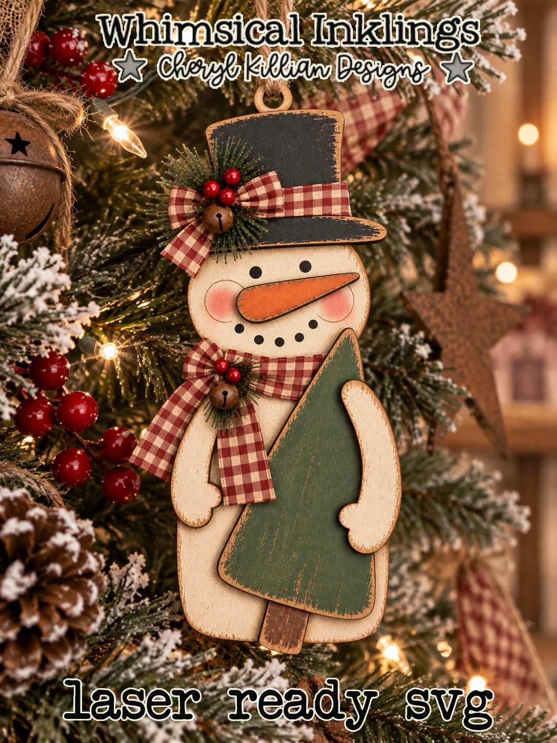 Simple Simon Snowman Ornament Laser SVG| Christmas Laser SVG