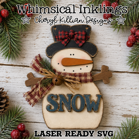 Simple Snowman ornament Laser SVG| Christmas Laser SVG