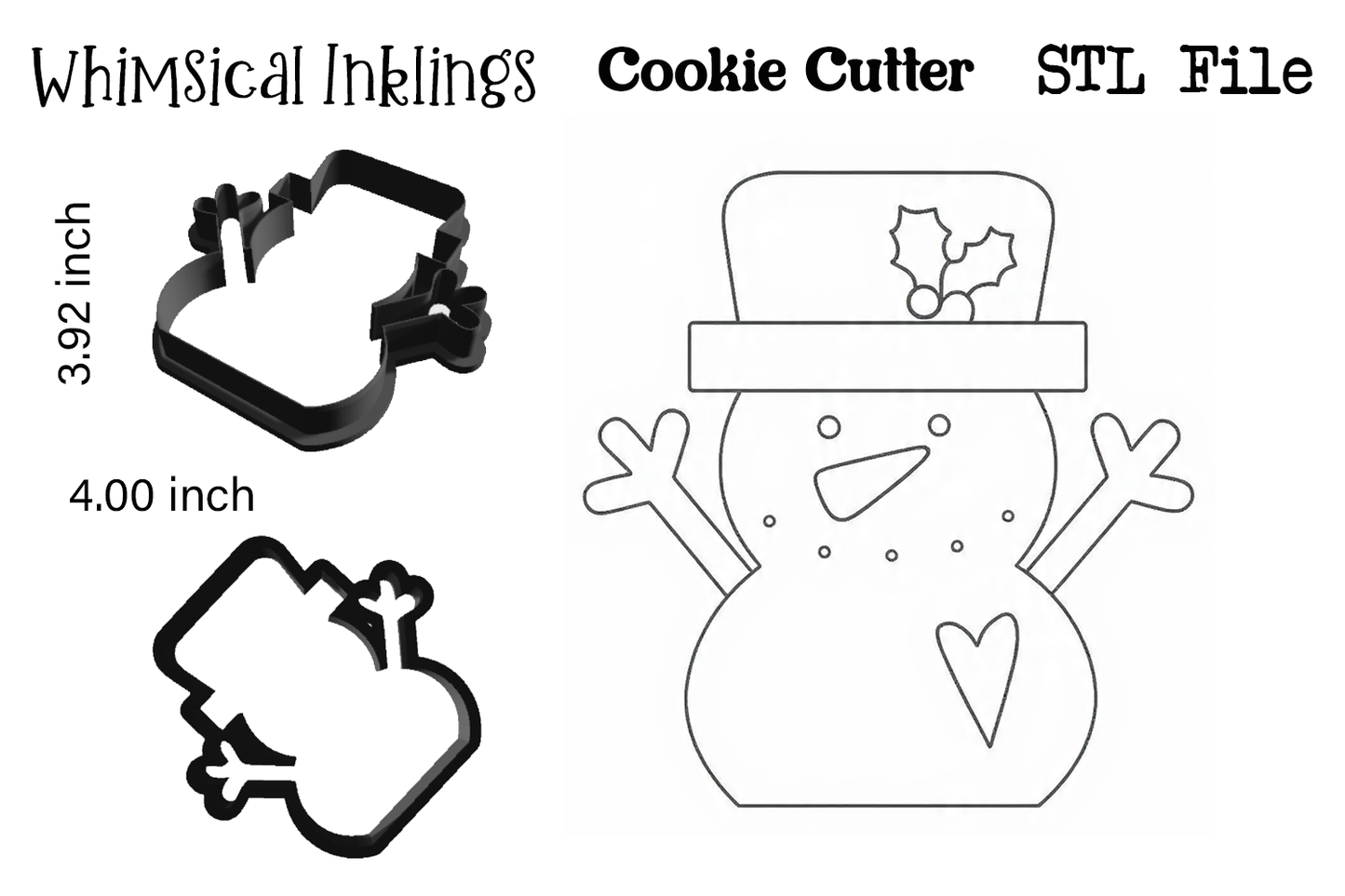 Simple Snowman Cookie Cutter STL File