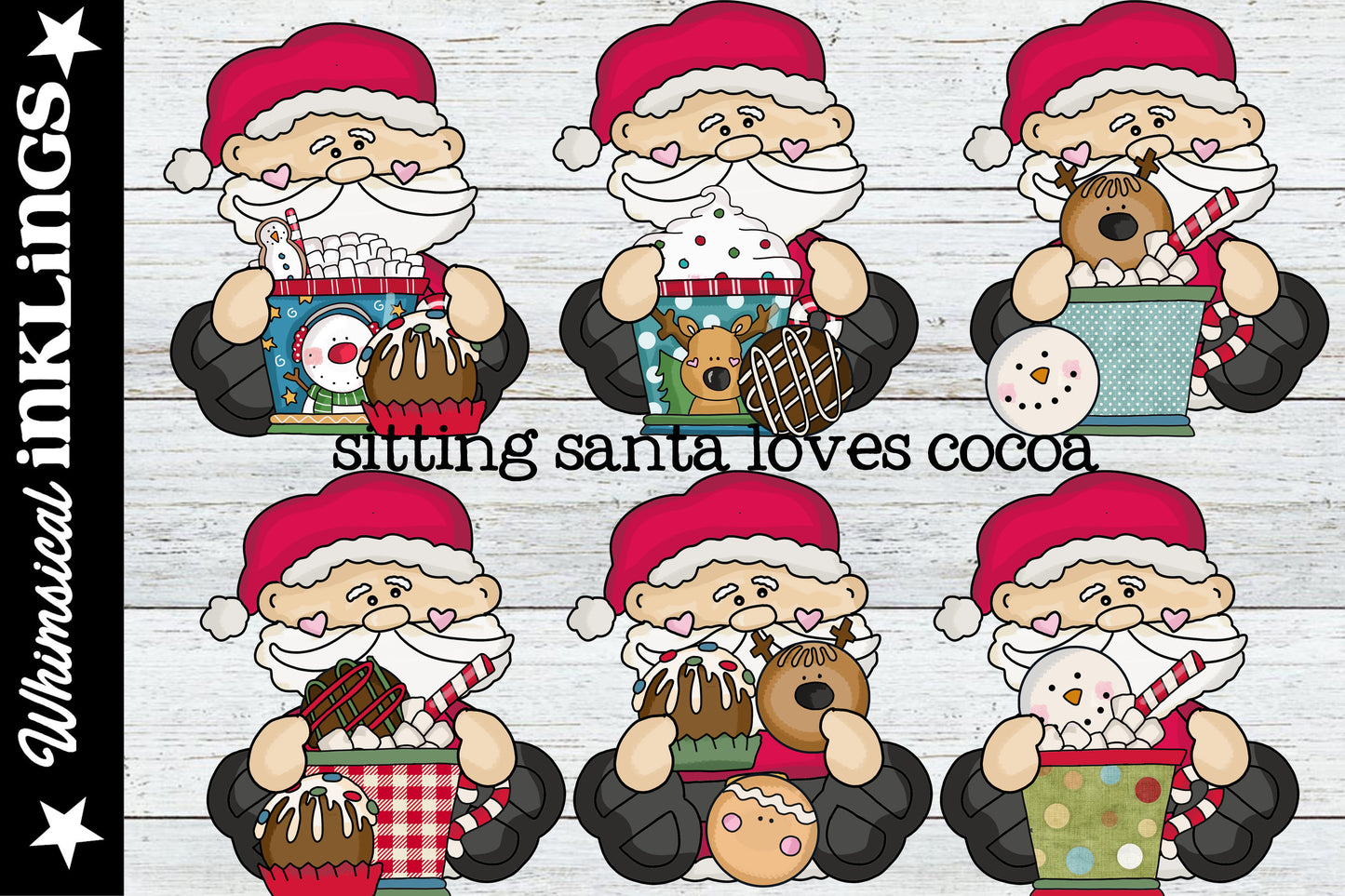 Sitting Santa Love Cocoa Sublimation Clipart | Christmas & Winter |