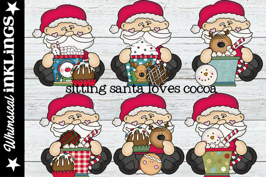 Sitting Santa Love Cocoa Sublimation Clipart | Christmas & Winter |