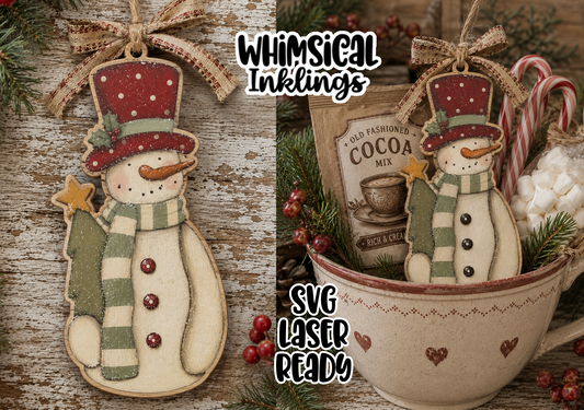 Skinny Prim Snowman Laser SVG| Christmas Laser SVG