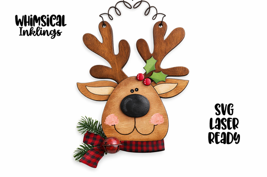 Happy Reindeer Ornament Laser SVG