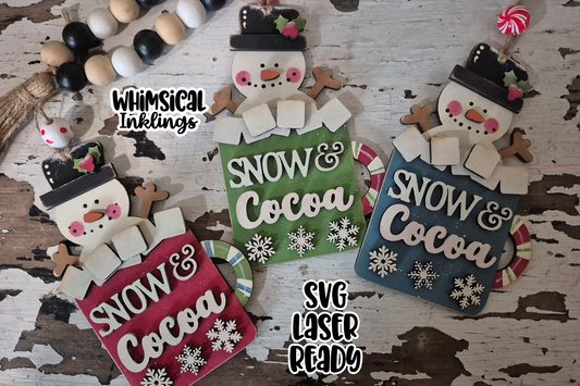 Snow and Cocoa Ornament Laser SVG