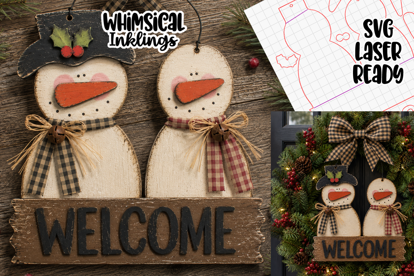 Snow Couple Welcome Sign Laser SVG| Winter SVG