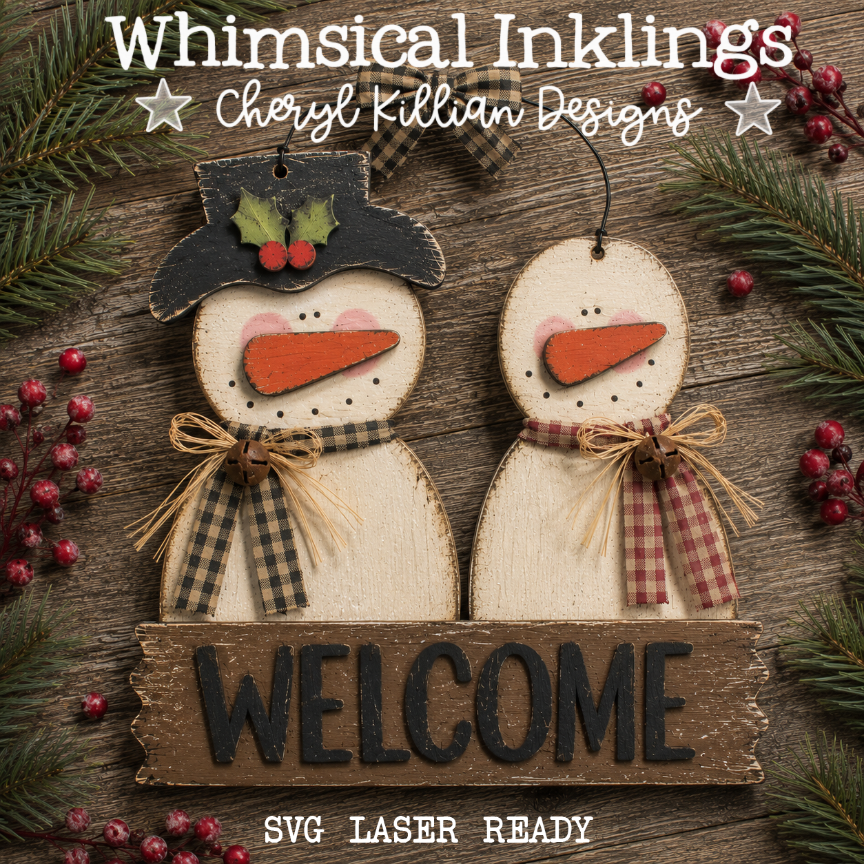 Snow Couple Welcome Sign Laser SVG| Winter SVG
