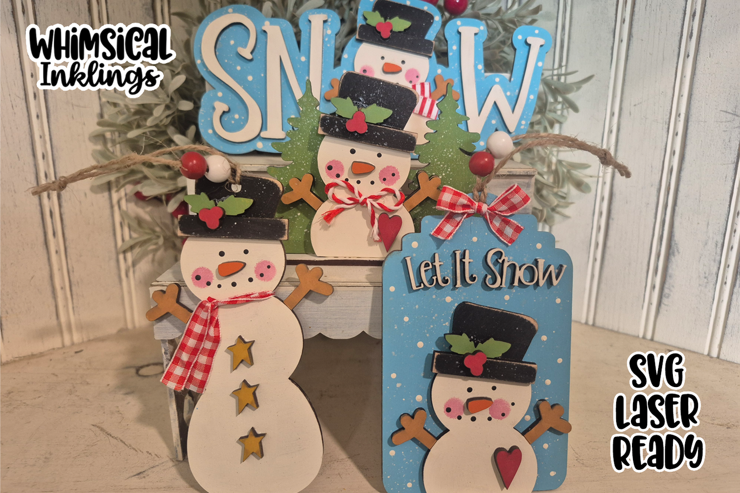 Snow Daze Snowman Set Laser SVG