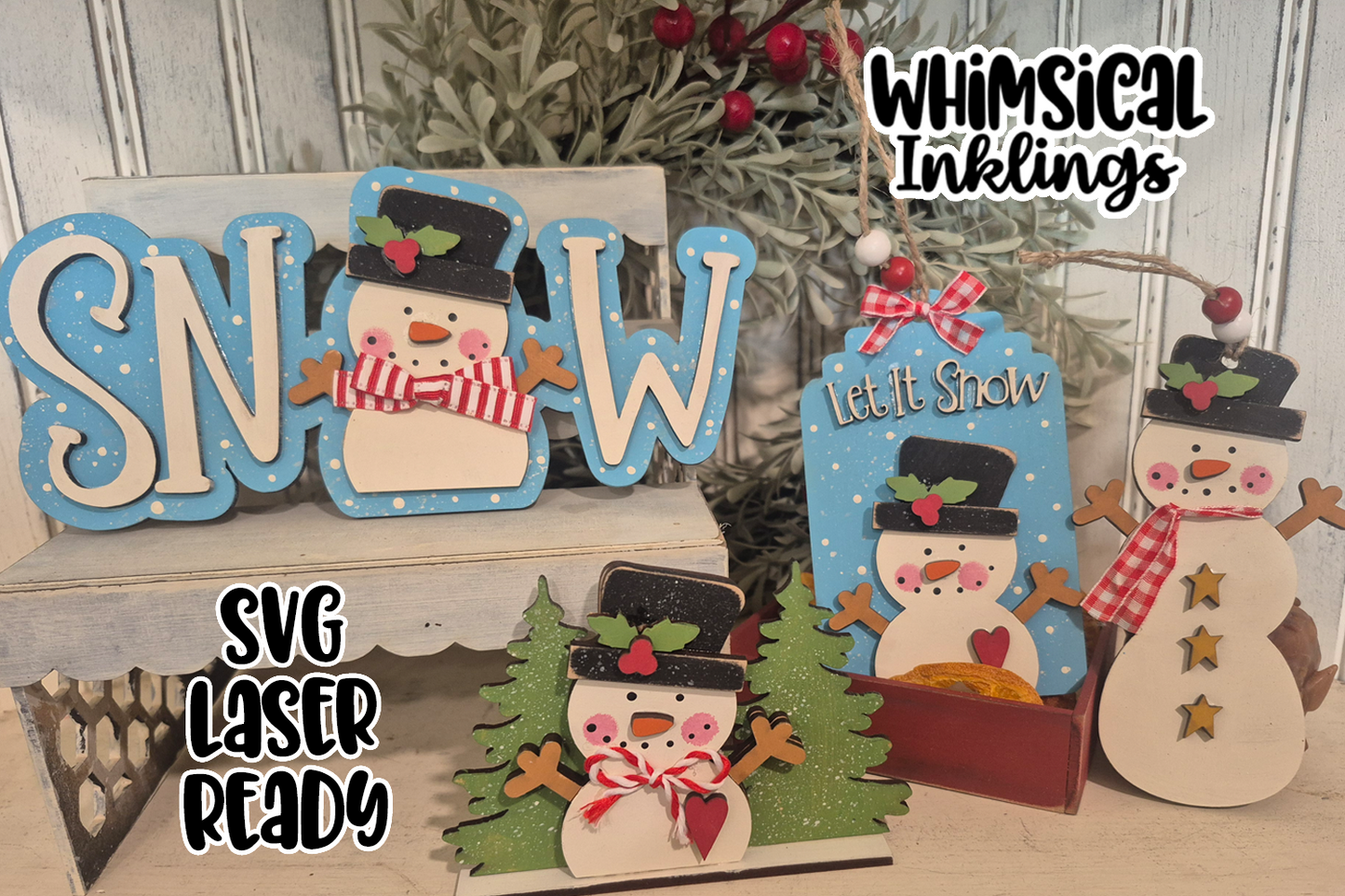 Snow Daze Snowman Set Laser SVG