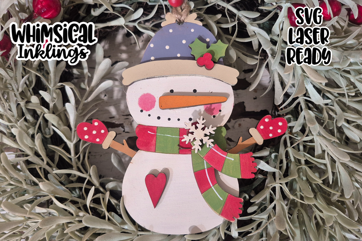 Snowflake Sam Snowman Ornament Laser SVG