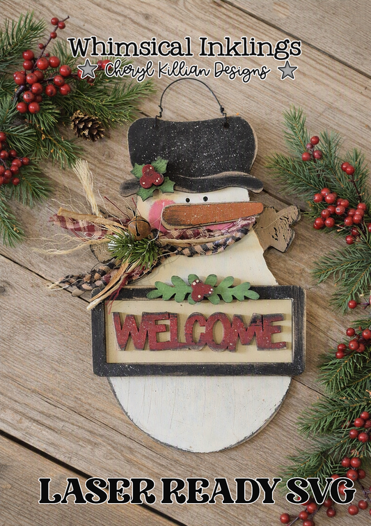 Mr. Snowguy Welcome Laser SAVG| Christmas Laser SVG