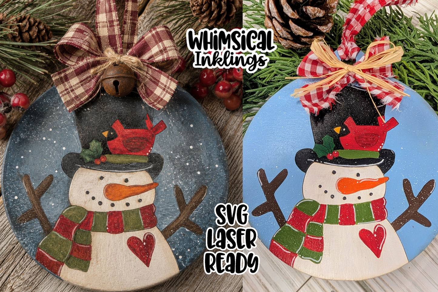 Snow Happy Ornament Laser SVG| Christmas Laser SVG