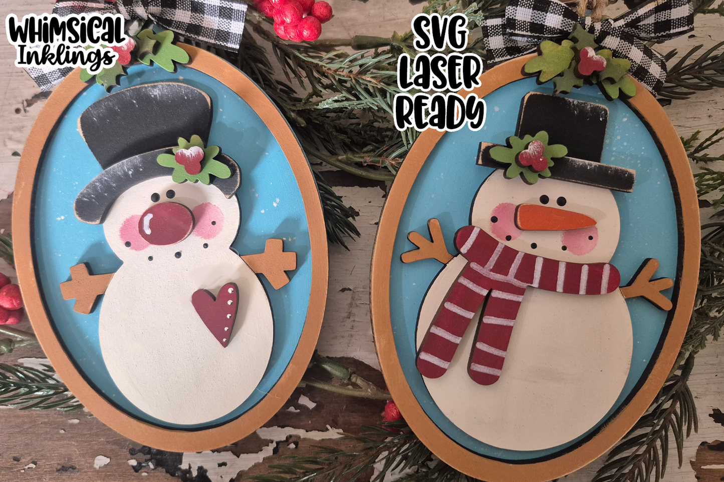 Snowman Frame Ornaments Laser SVG