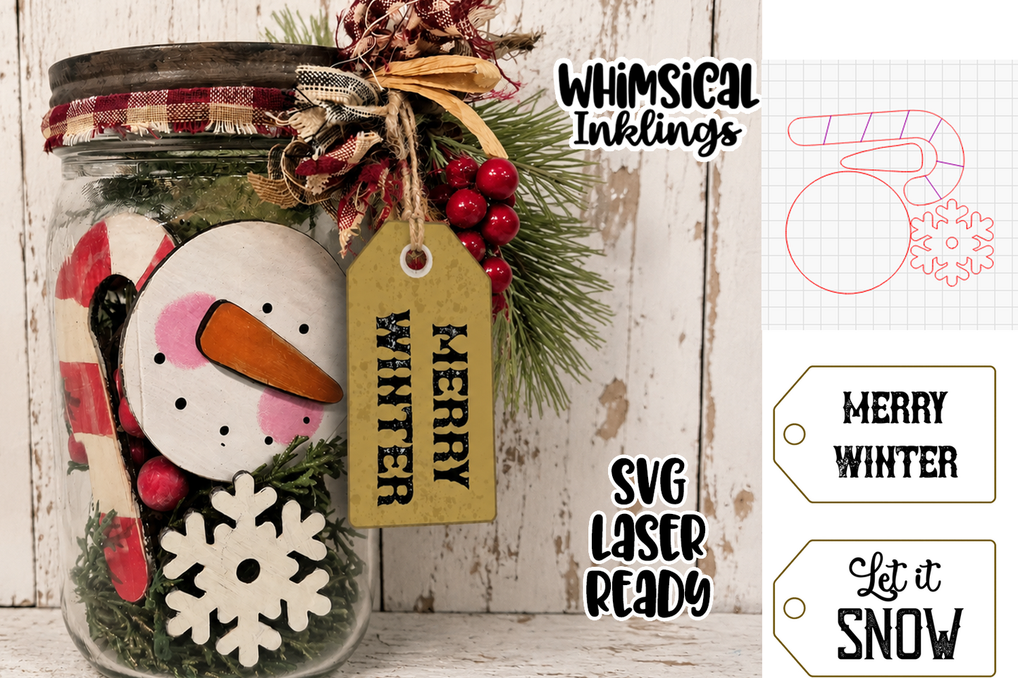 Snowman Jar Laser SVG