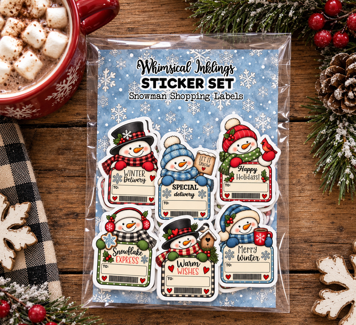 Snowman Shipping Labels Pack| Winter Stickers