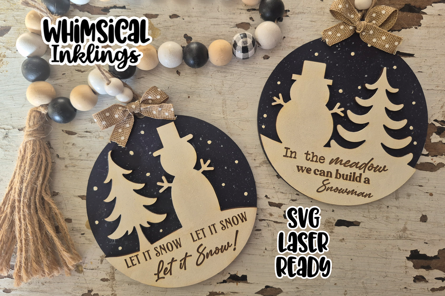 Snowman Silhouette ornaments Laser SVG