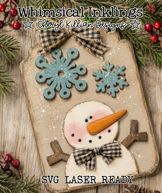 Snowman Tag Laser SVG