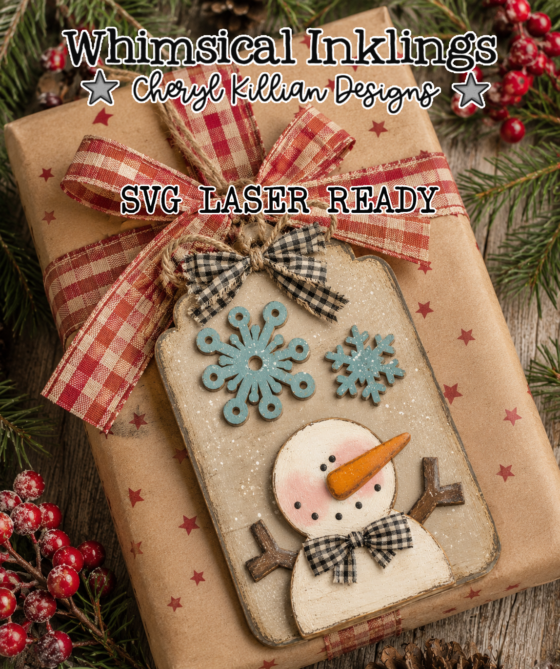 Snowman Tag Laser SVG