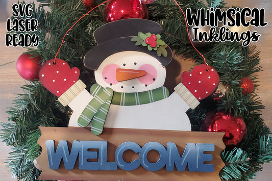 Snowman Welcome Sign Laser SVG