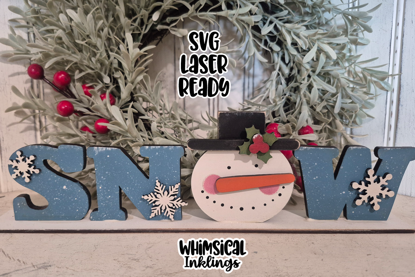 Snow Text Shelf Sitter Laser SVG