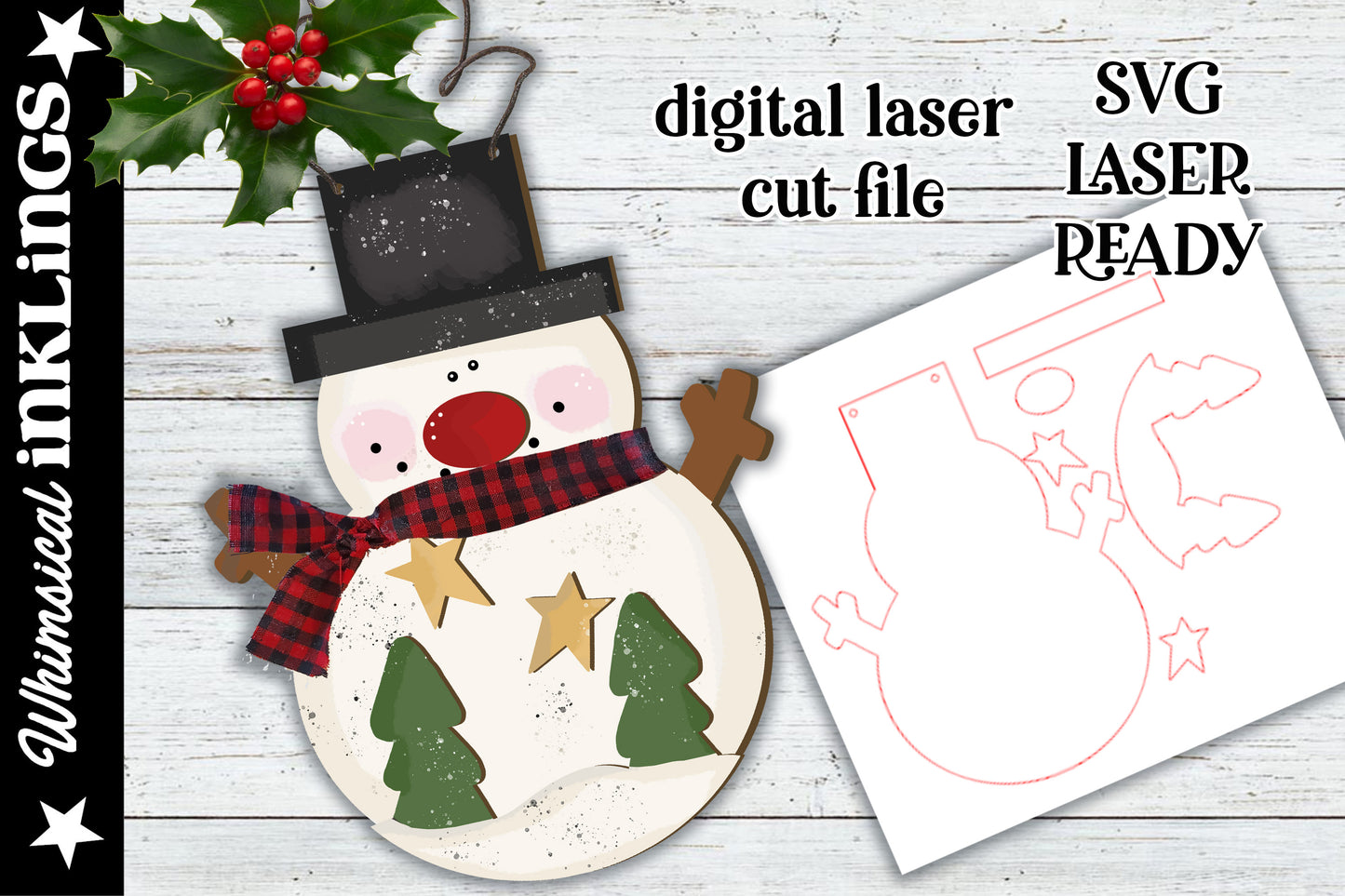 Snowy Snowman Ornament Laser SVG