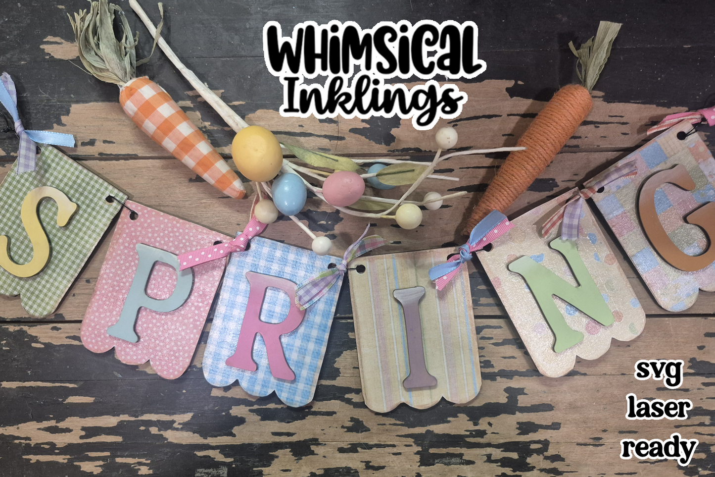 Spring Garland-Banner SVG |Laser Ready Easter Banner| Glow Forge Spring|