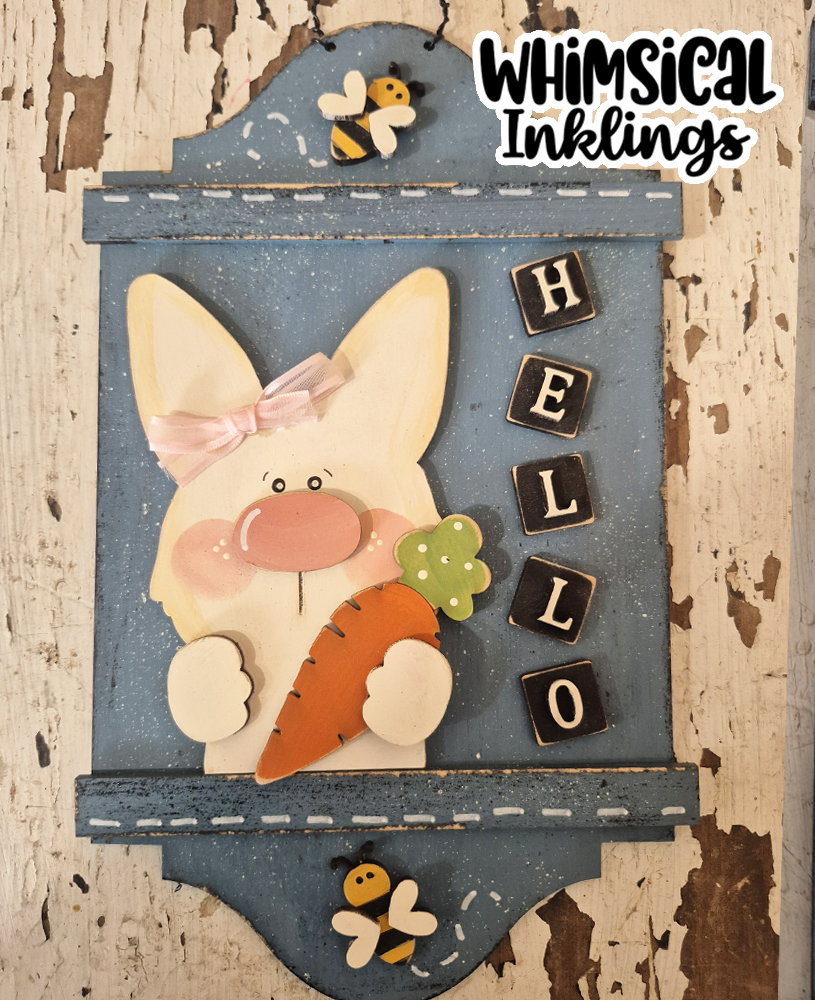 Spring Bunny Hello Sign DIY Wood Kit