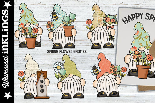 Spring Flower Gnomes Sublimation Clipart